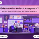 ConfluxHR featuring a simplified leave and attendance management ad with animated office workers.